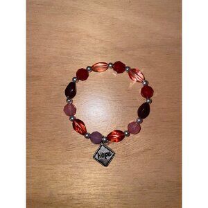 New Women’s Hope Beaded Elastic Bracelet Pink Burgundy Dark Orange one size